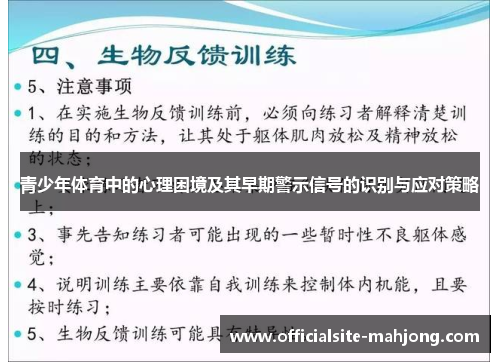 青少年体育中的心理困境及其早期警示信号的识别与应对策略